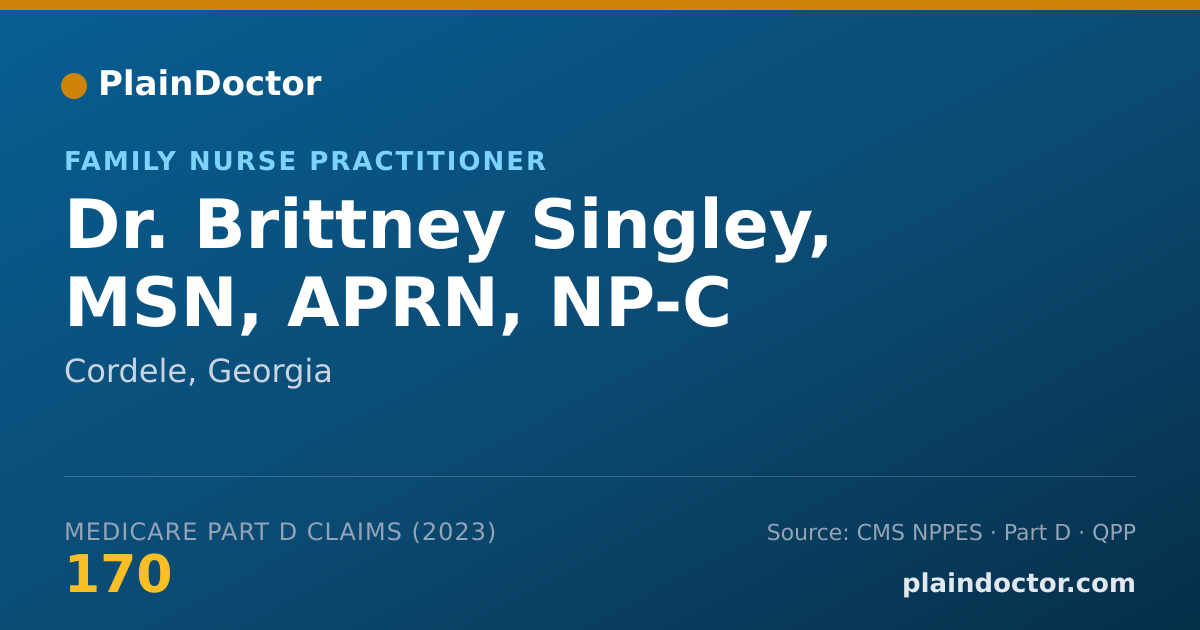 Shareable card for Brittney Singley, MSN, APRN, NP-C - Family Nurse Practitioner, Cordele, GA