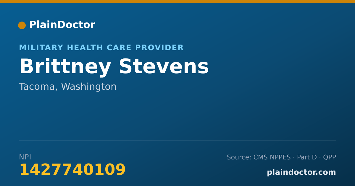 Shareable card for Brittney Stevens - Military Health Care Provider, Tacoma, WA
