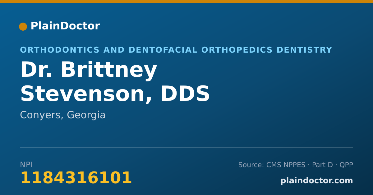Shareable card for Brittney Stevenson, DDS - Orthodontics and Dentofacial Orthopedics Dentistry, Conyers, GA