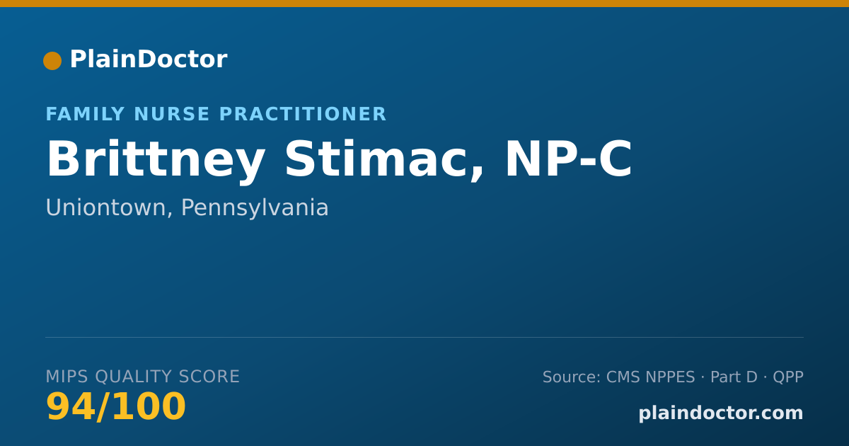 Shareable card for Brittney Stimac, NP-C - Family Nurse Practitioner, Uniontown, PA