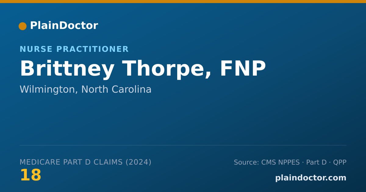 Shareable card for Brittney Thorpe, FNP - Nurse Practitioner, Wilmington, NC