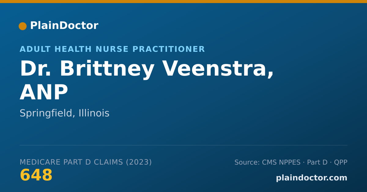 Shareable card for Brittney Veenstra, ANP - Adult Health Nurse Practitioner, Springfield, IL