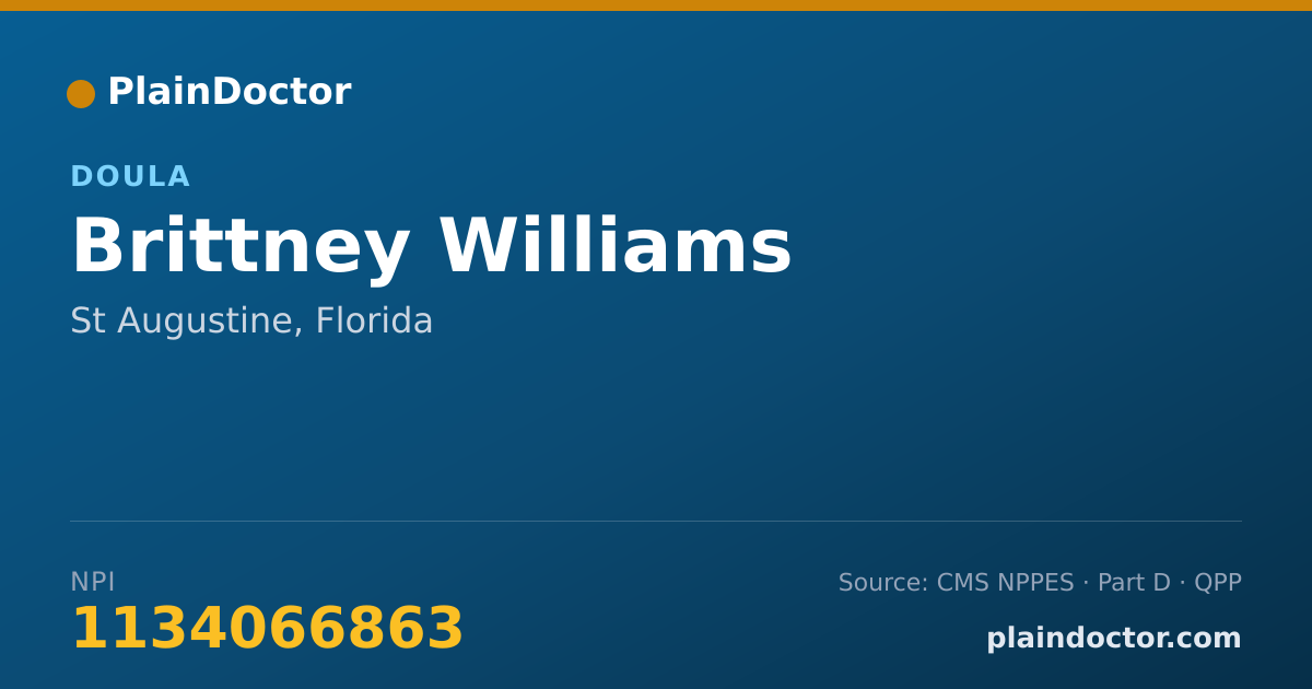 Shareable card for Brittney Williams - Doula, St Augustine, FL