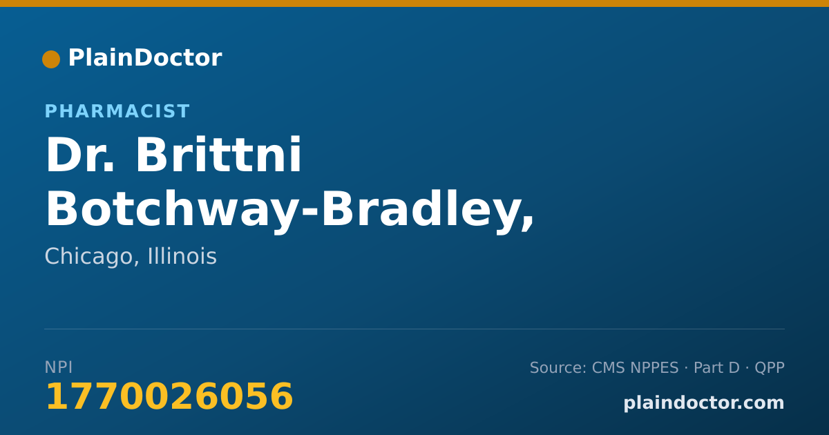 Shareable card for Brittni Botchway-Bradley, PHARM.D. - Pharmacist, Chicago, IL