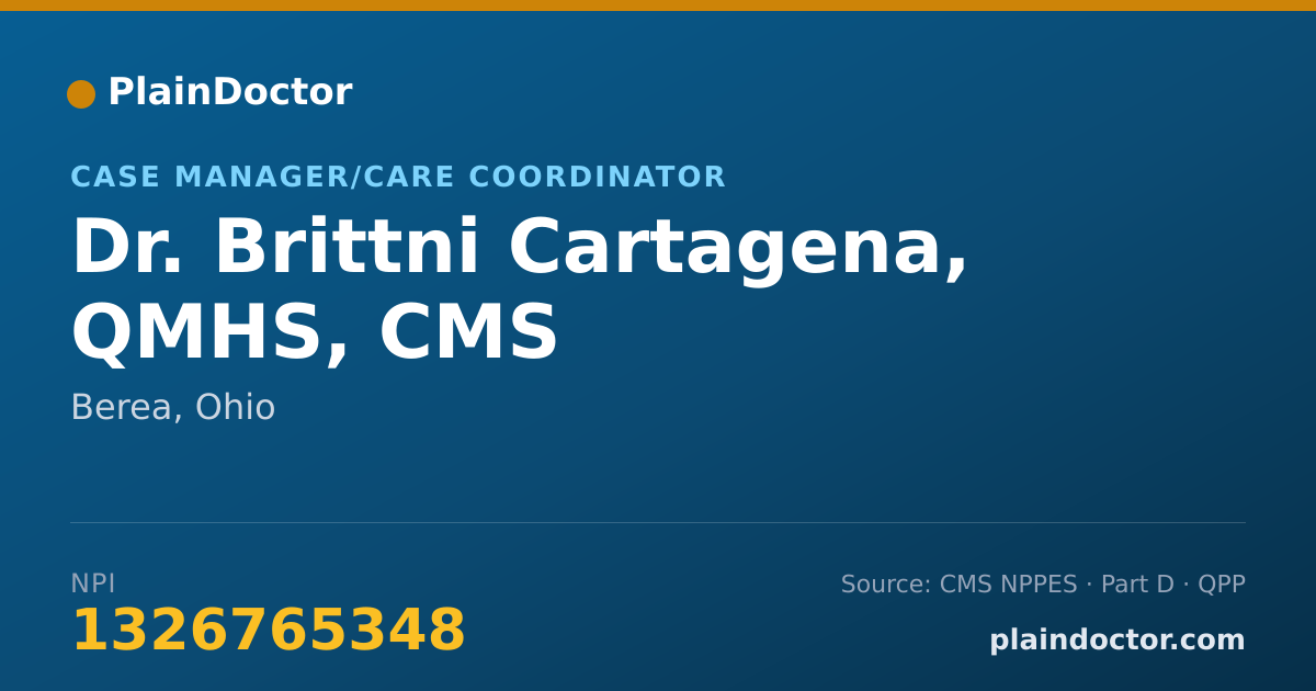 Shareable card for Brittni Cartagena, QMHS, CMS - Case Manager/Care Coordinator, Berea, OH