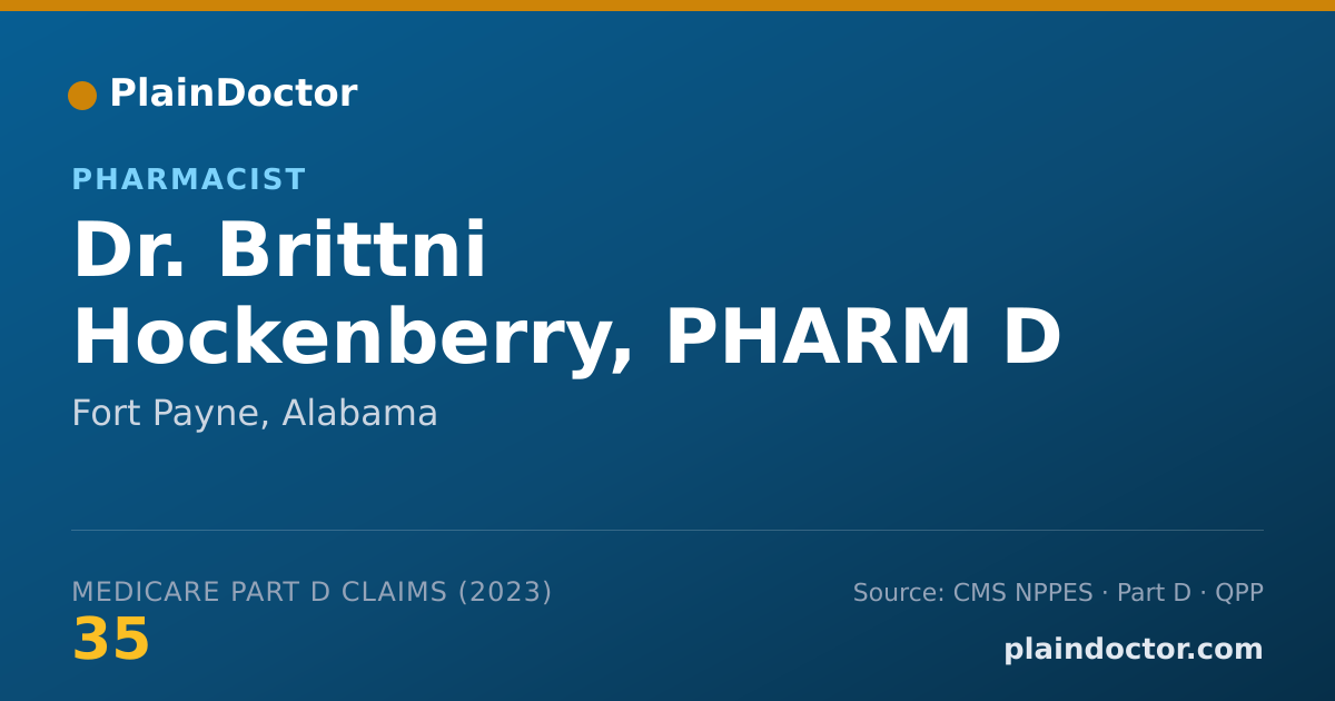 Shareable card for Brittni Hockenberry, PHARM D - Pharmacist, Fort Payne, AL