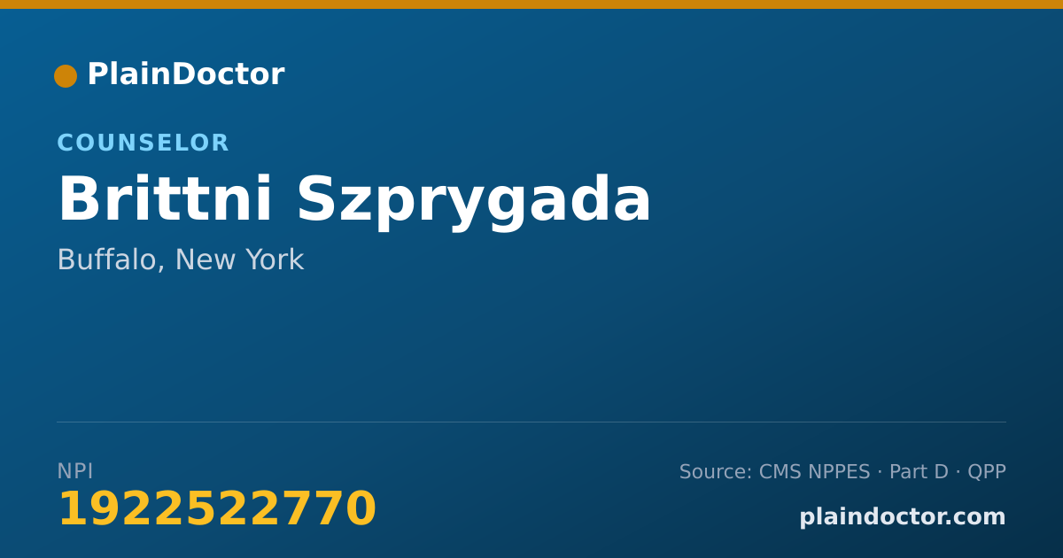Shareable card for Brittni Szprygada - Counselor, Buffalo, NY
