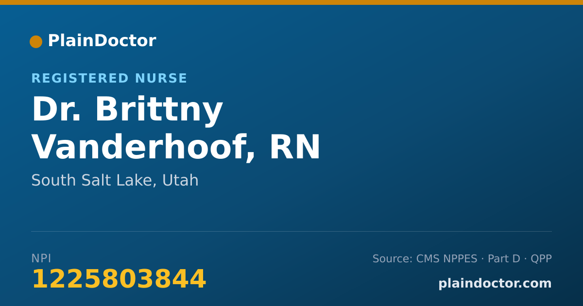 Shareable card for Brittny Vanderhoof, RN - Registered Nurse, South Salt Lake, UT