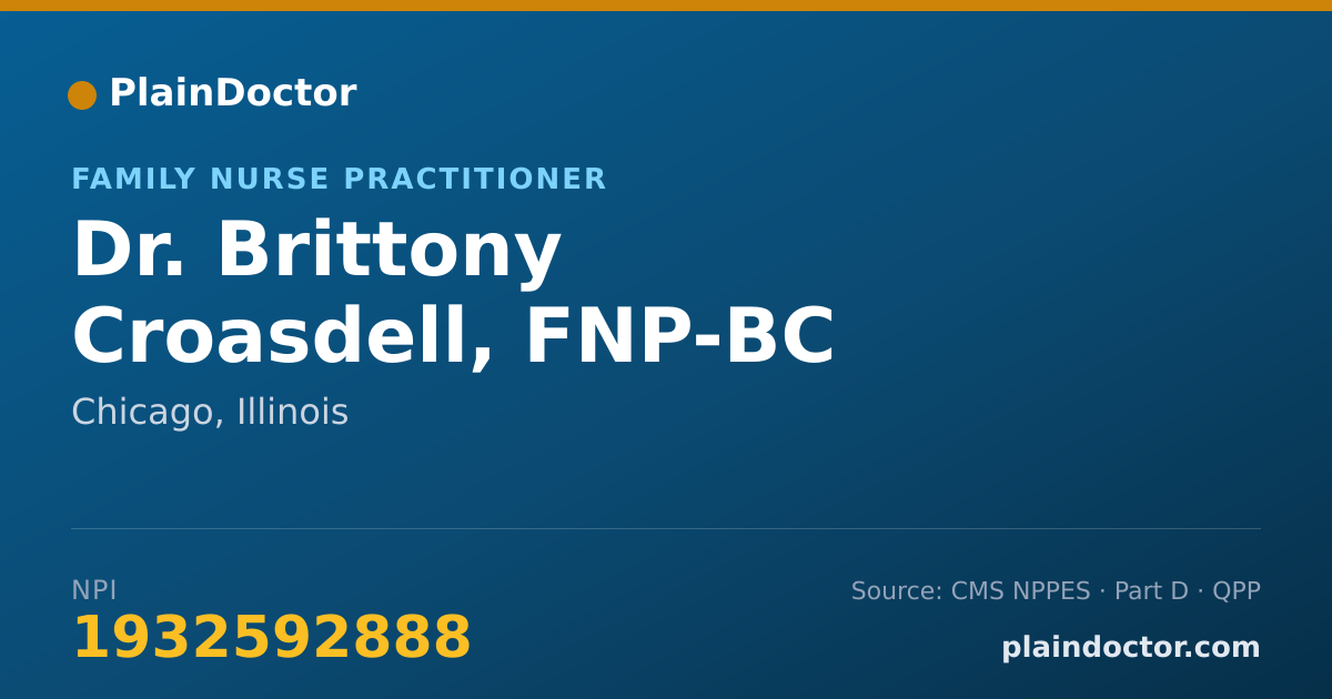 Shareable card for Brittony Croasdell, FNP-BC - Family Nurse Practitioner, Chicago, IL