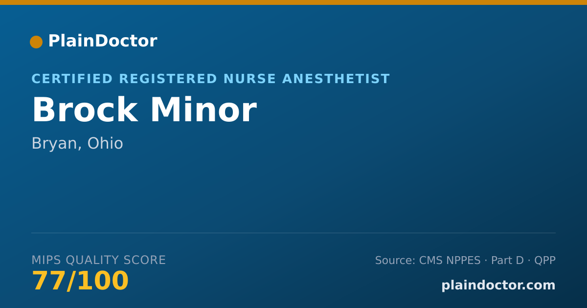 Shareable card for Brock Minor - Certified Registered Nurse Anesthetist, Bryan, OH