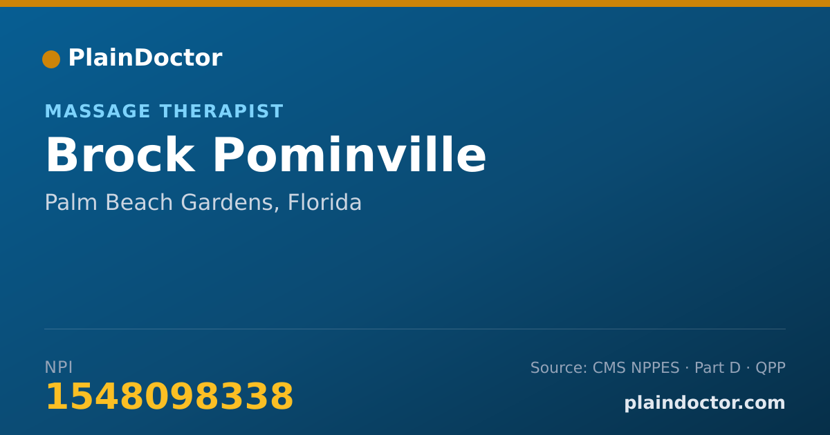 Shareable card for Brock Pominville - Massage Therapist, Palm Beach Gardens, FL