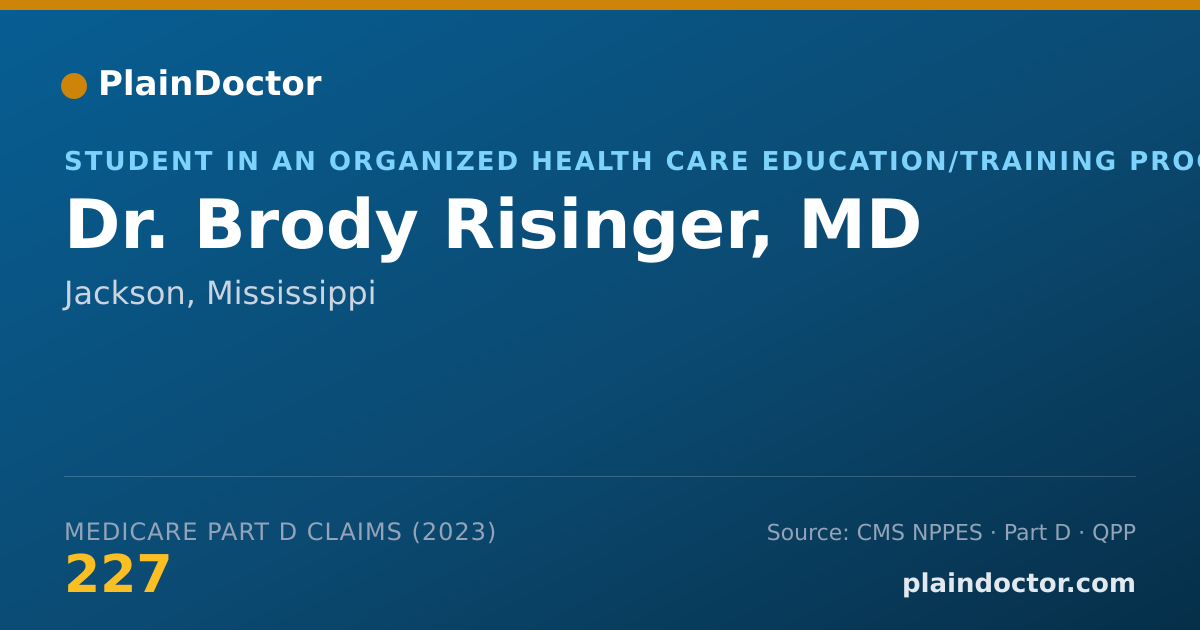 Shareable card for Brody Risinger, MD - Student in an Organized Health Care Education/Training Program, Jackson, MS