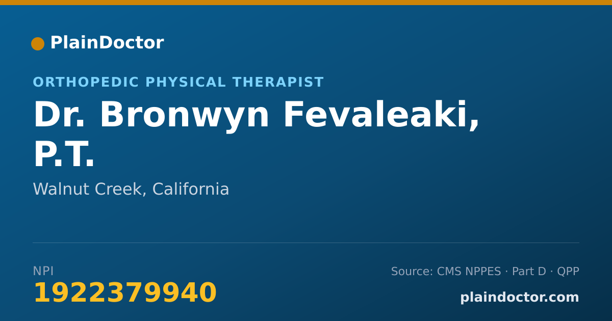 Shareable card for Bronwyn Fevaleaki, P.T. - Orthopedic Physical Therapist, Walnut Creek, CA