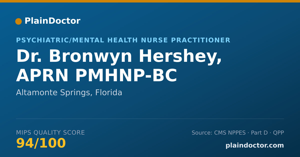 Shareable card for Bronwyn Hershey, APRN PMHNP-BC - Psychiatric/Mental Health Nurse Practitioner, Altamonte Springs, FL