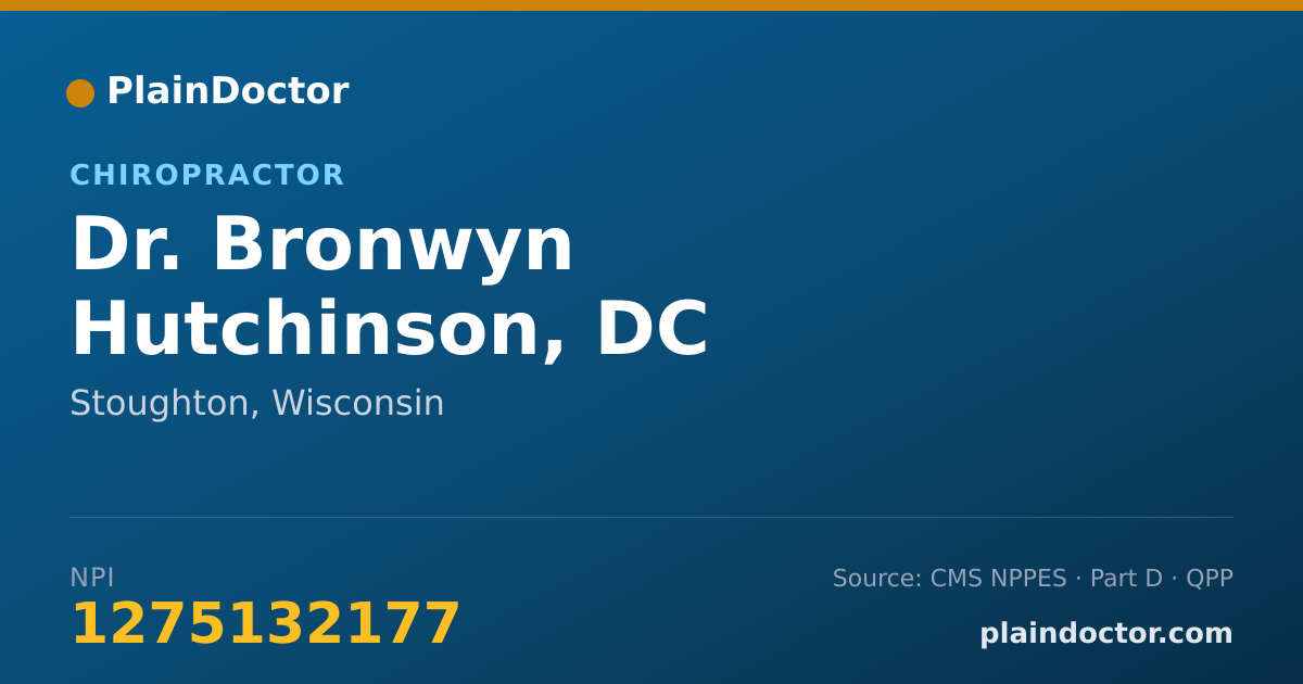 Shareable card for Bronwyn Hutchinson, DC - Chiropractor, Stoughton, WI