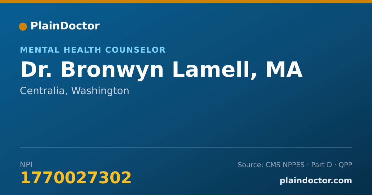 Shareable card for Bronwyn Lamell, MA - Mental Health Counselor, Centralia, WA