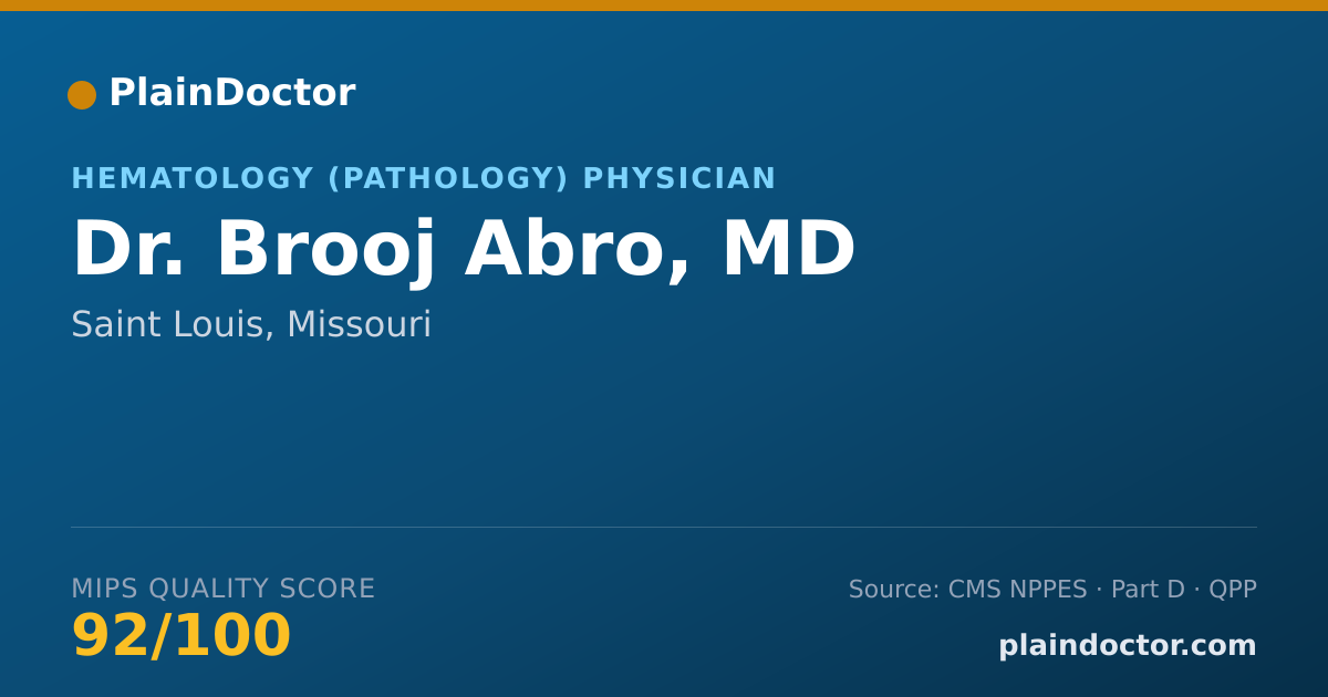 Shareable card for Brooj Abro, MD - Hematology (Pathology) Physician, Saint Louis, MO