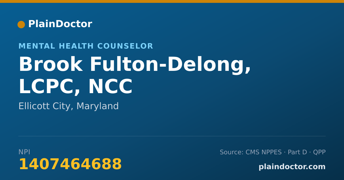 Shareable card for Brook Fulton-Delong, LCPC, NCC - Mental Health Counselor, Ellicott City, MD