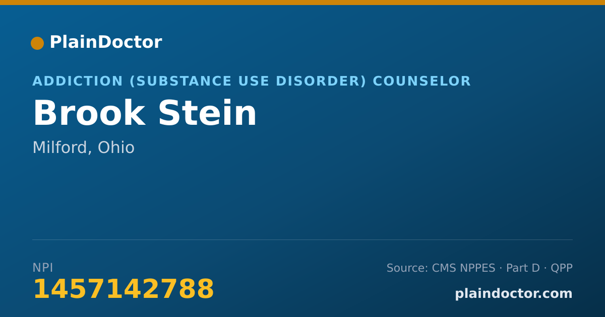 Shareable card for Brook Stein - Addiction (Substance Use Disorder) Counselor, Milford, OH