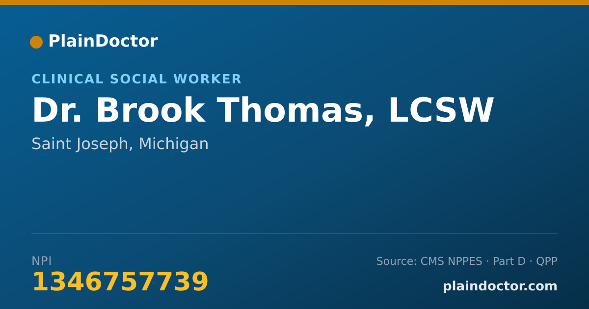 Shareable card for Brook Thomas, LCSW - Clinical Social Worker, Saint Joseph, MI