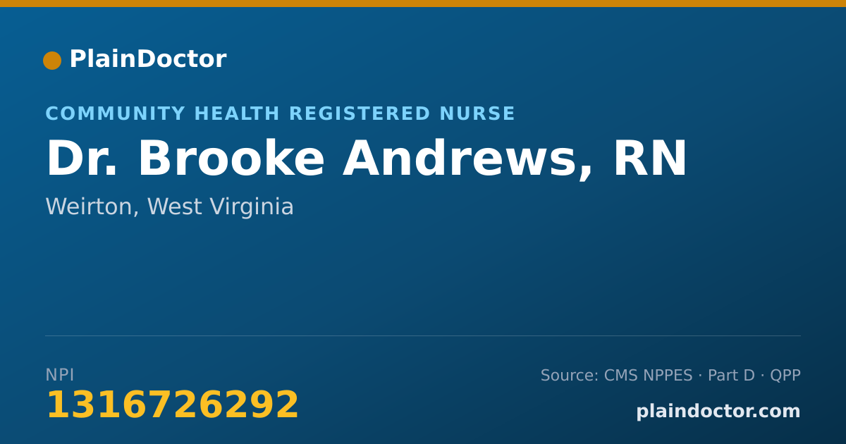 Shareable card for Brooke Andrews, RN - Community Health Registered Nurse, Weirton, WV