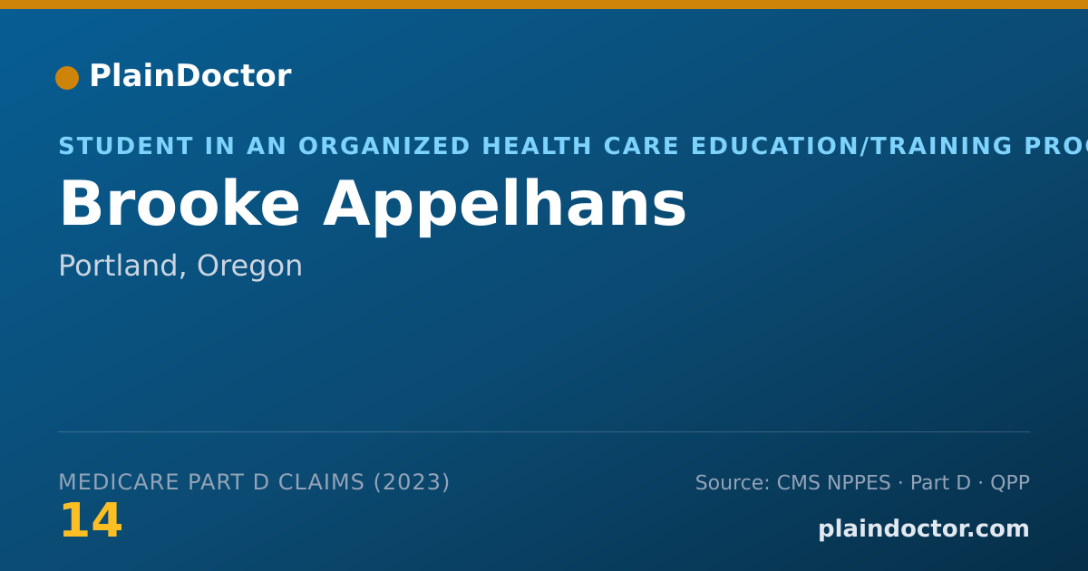 Shareable card for Brooke Appelhans - Student in an Organized Health Care Education/Training Program, Portland, OR