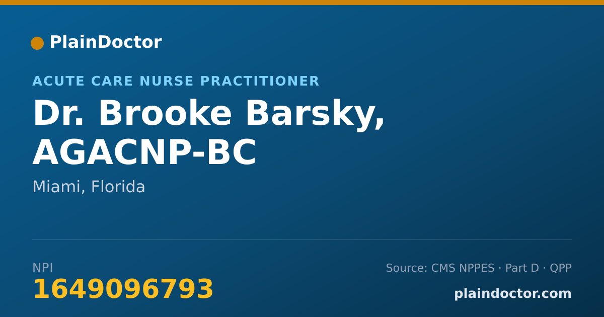 Shareable card for Brooke Barsky, AGACNP-BC - Acute Care Nurse Practitioner, Miami, FL