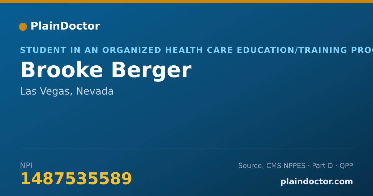 Shareable card for Brooke Berger - Student in an Organized Health Care Education/Training Program, Las Vegas, NV