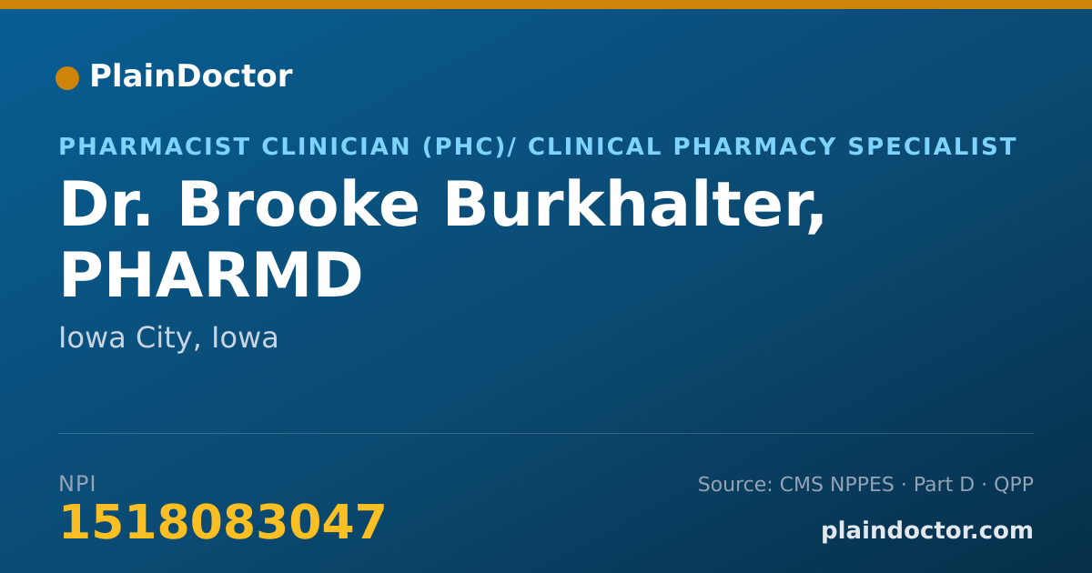 Shareable card for Brooke Burkhalter, PHARMD - Pharmacist Clinician (PhC)/ Clinical Pharmacy Specialist, Iowa City, IA