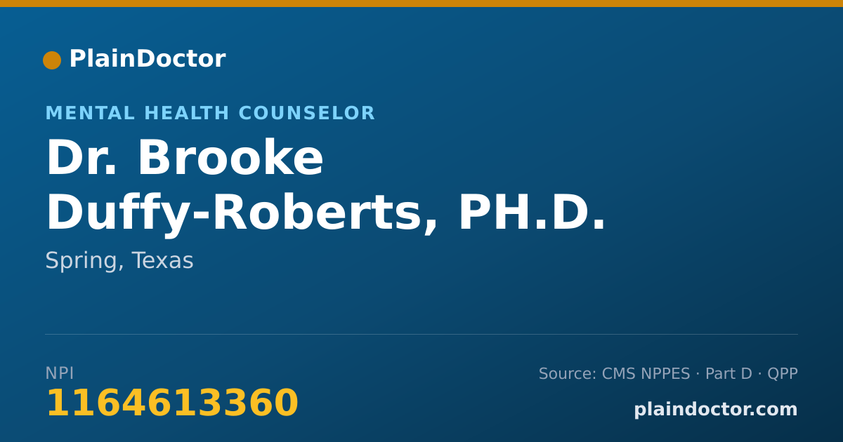 Shareable card for Brooke Duffy-Roberts, PH.D. - Mental Health Counselor, Spring, TX