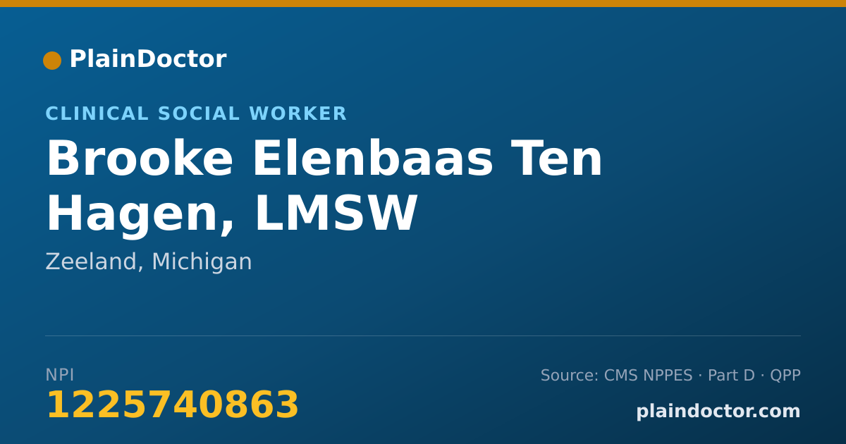 Shareable card for Brooke Elenbaas Ten Hagen, LMSW - Clinical Social Worker, Zeeland, MI