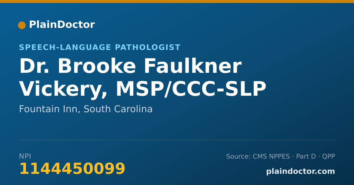 Shareable card for Brooke Faulkner Vickery, MSP/CCC-SLP - Speech-Language Pathologist, Fountain Inn, SC