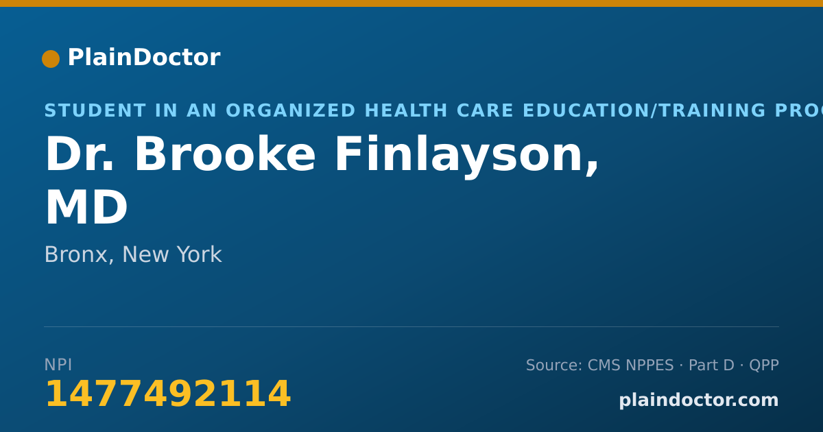 Shareable card for Brooke Finlayson, MD - Student in an Organized Health Care Education/Training Program, Bronx, NY