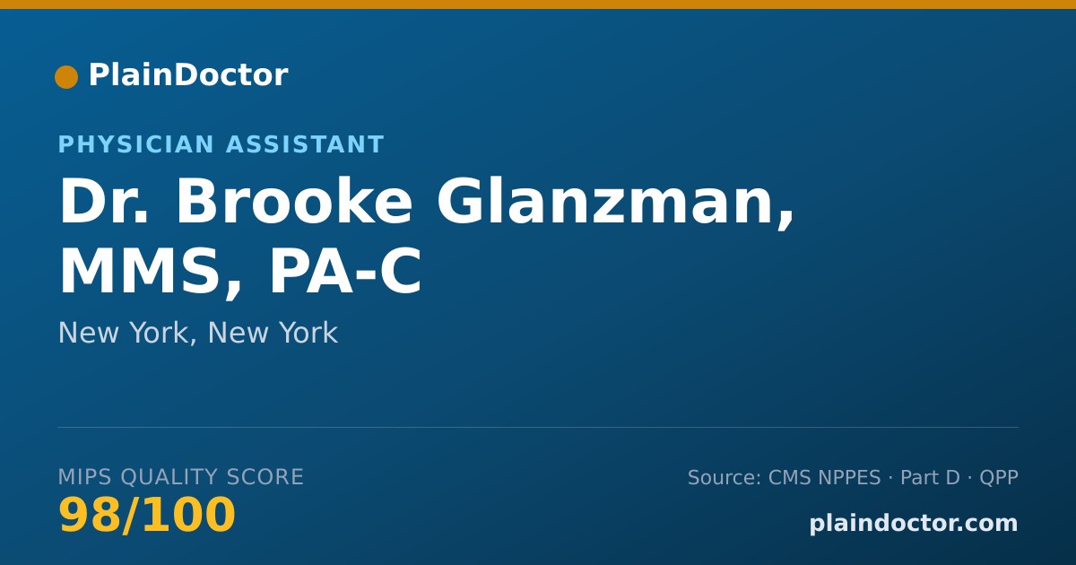 Shareable card for Brooke Glanzman, MMS, PA-C - Physician Assistant, New York, NY