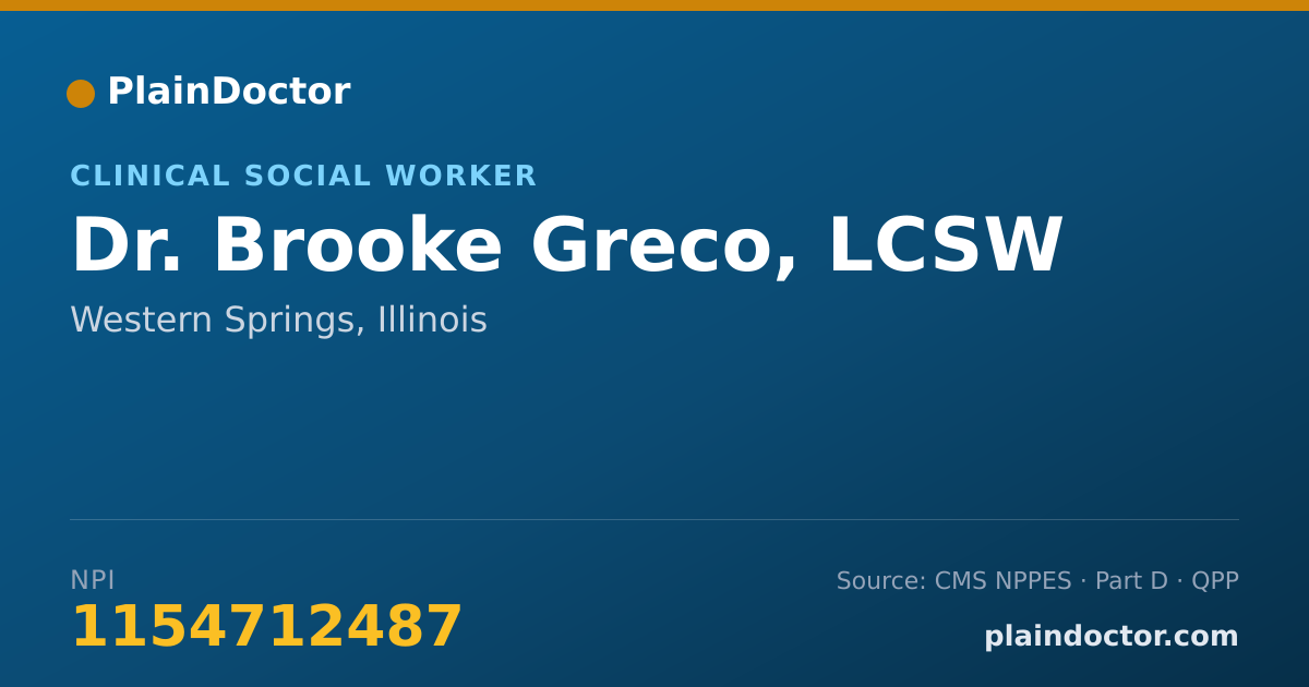 Shareable card for Brooke Greco, LCSW - Clinical Social Worker, Western Springs, IL