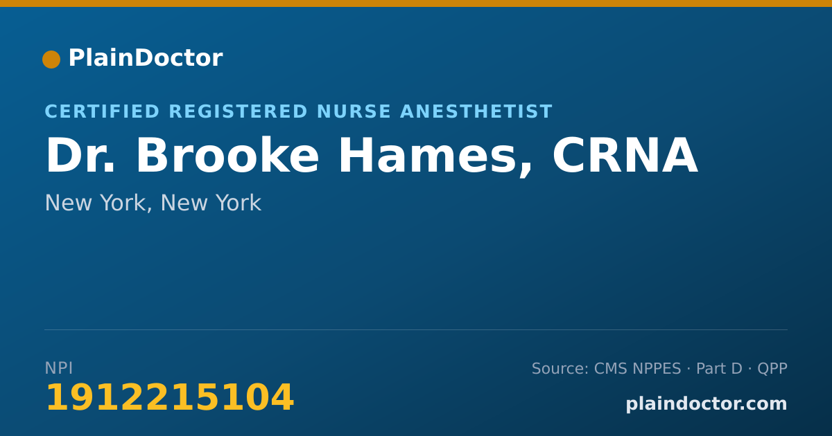 Shareable card for Brooke Hames, CRNA - Certified Registered Nurse Anesthetist, New York, NY