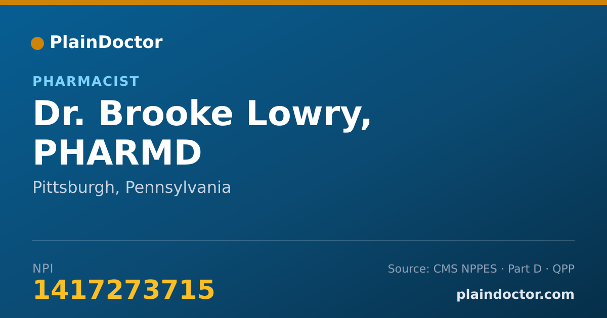 Shareable card for Brooke Lowry, PHARMD - Pharmacist, Pittsburgh, PA
