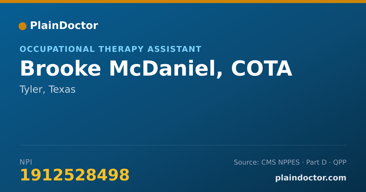 Shareable card for Brooke McDaniel, COTA - Occupational Therapy Assistant, Tyler, TX