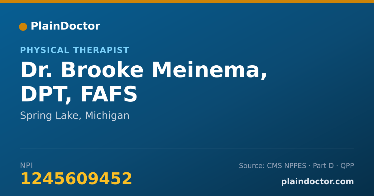 Shareable card for Brooke Meinema, DPT, FAFS - Physical Therapist, Spring Lake, MI