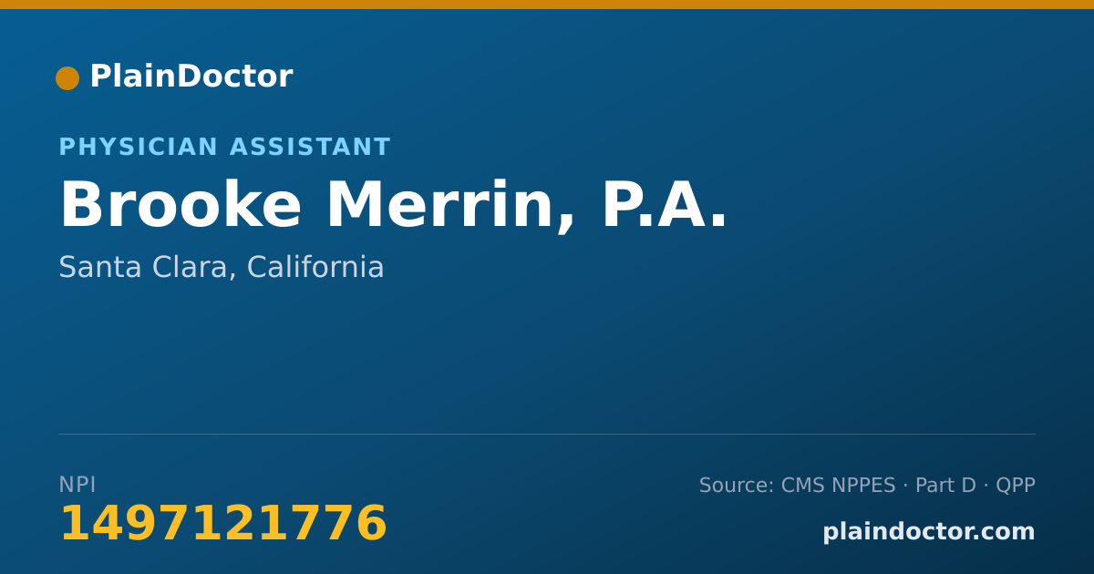 Shareable card for Brooke Merrin, P.A. - Physician Assistant, Santa Clara, CA