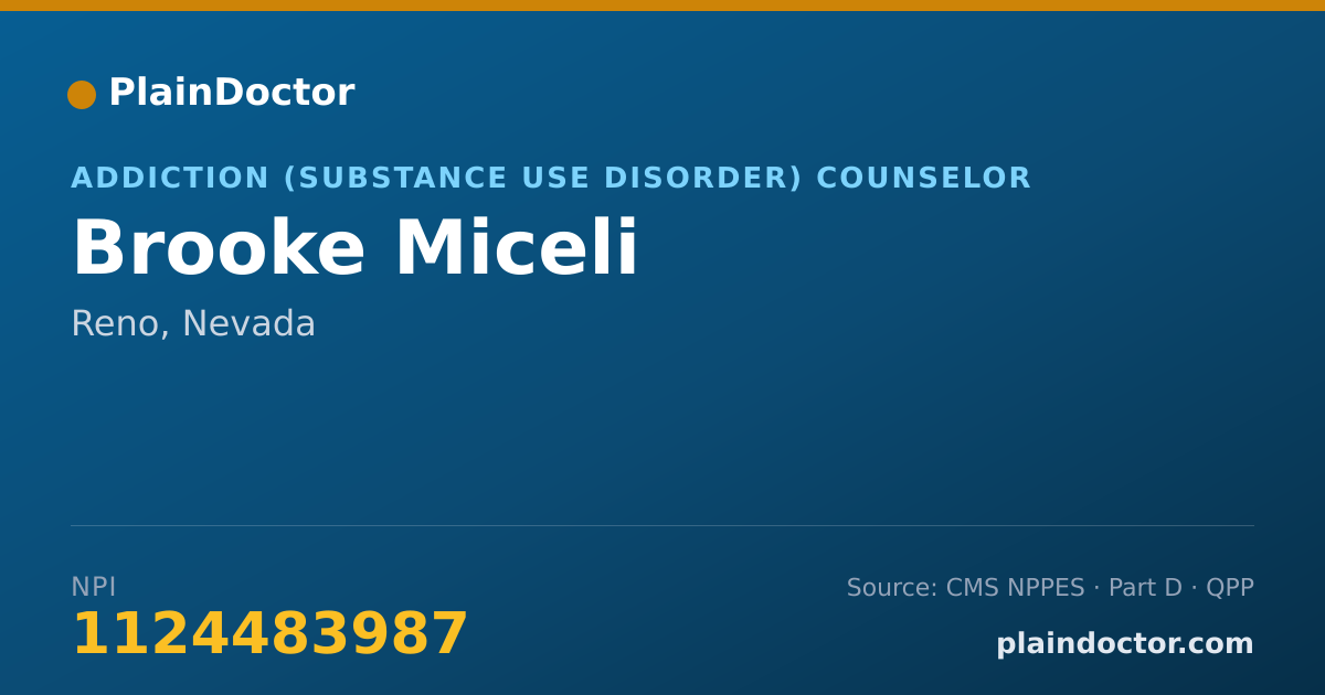 Shareable card for Brooke Miceli - Addiction (Substance Use Disorder) Counselor, Reno, NV