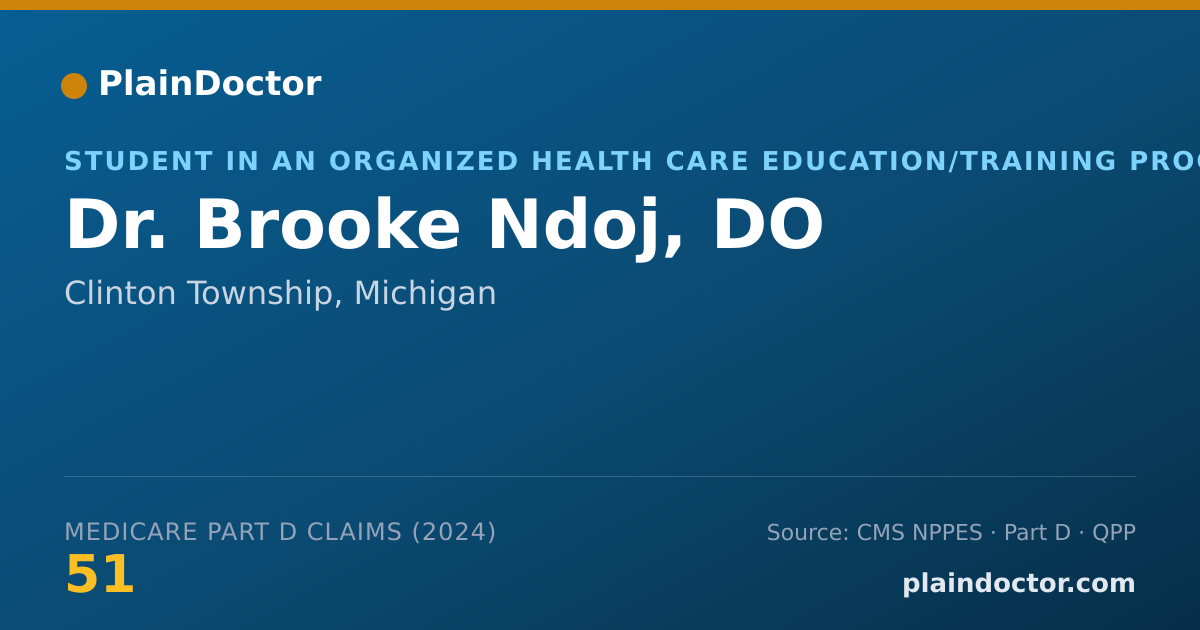 Shareable card for Brooke Ndoj, DO - Student in an Organized Health Care Education/Training Program, Clinton Township, MI