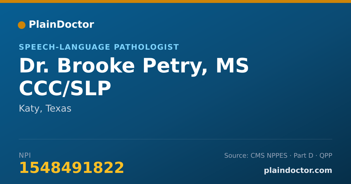 Shareable card for Brooke Petry, MS CCC/SLP - Speech-Language Pathologist, Katy, TX