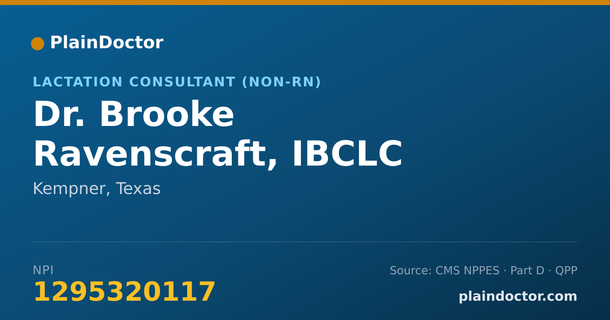 Shareable card for Brooke Ravenscraft, IBCLC - Lactation Consultant (Non-RN), Kempner, TX