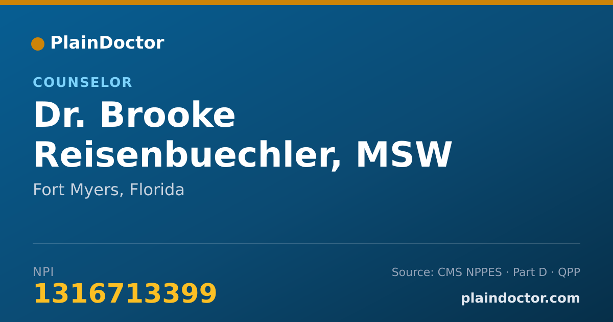 Shareable card for Brooke Reisenbuechler, MSW - Counselor, Fort Myers, FL