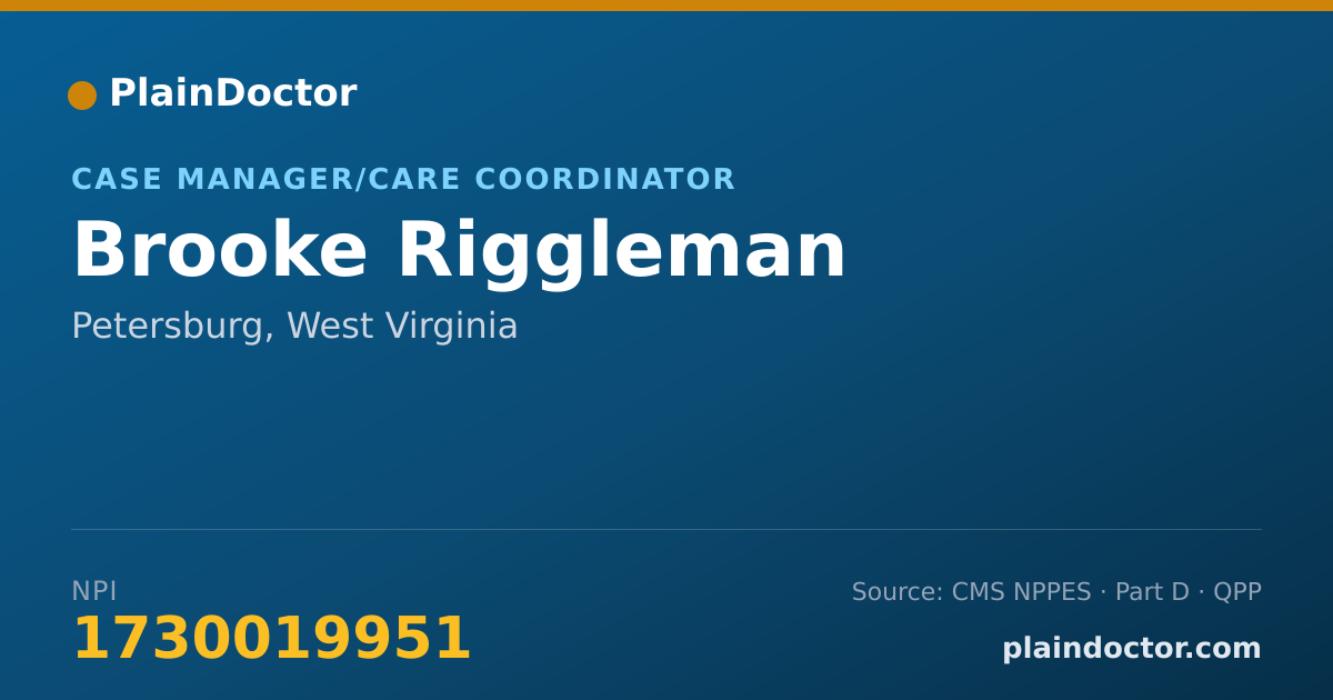 Shareable card for Brooke Riggleman - Case Manager/Care Coordinator, Petersburg, WV