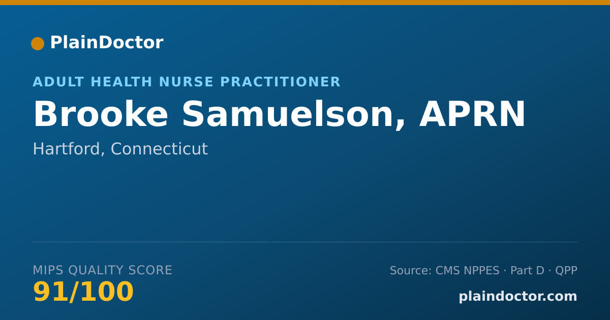 Shareable card for Brooke Samuelson, APRN - Adult Health Nurse Practitioner, Hartford, CT