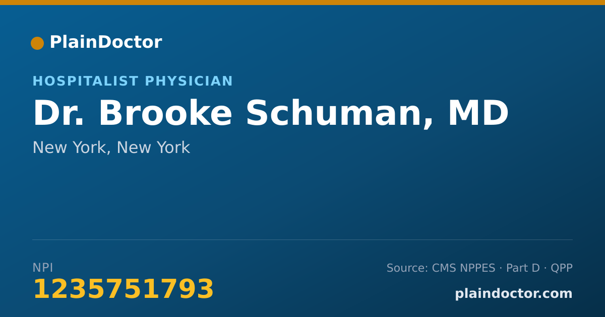 Shareable card for Brooke Schuman, MD - Hospitalist Physician, New York, NY