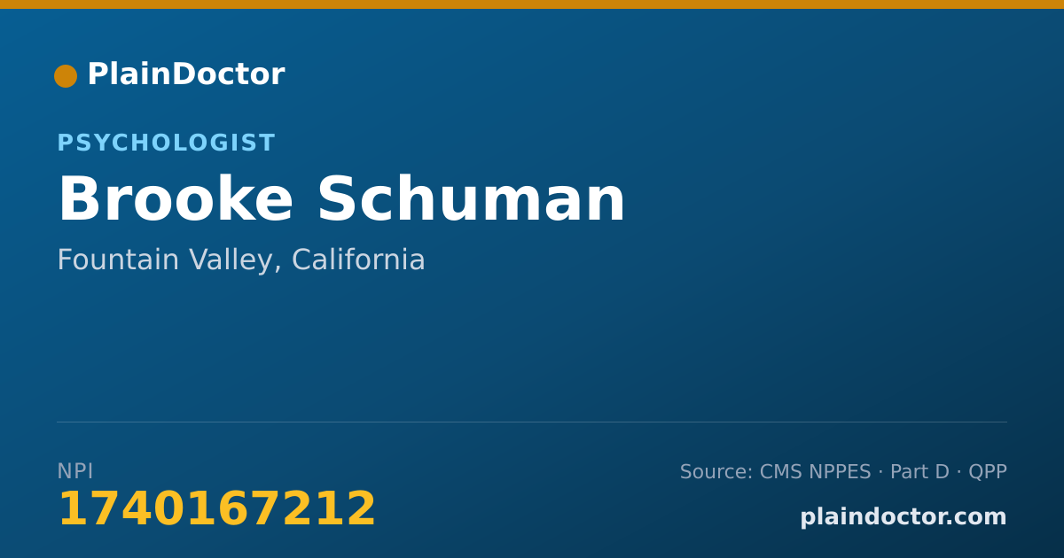 Shareable card for Brooke Schuman - Psychologist, Fountain Valley, CA