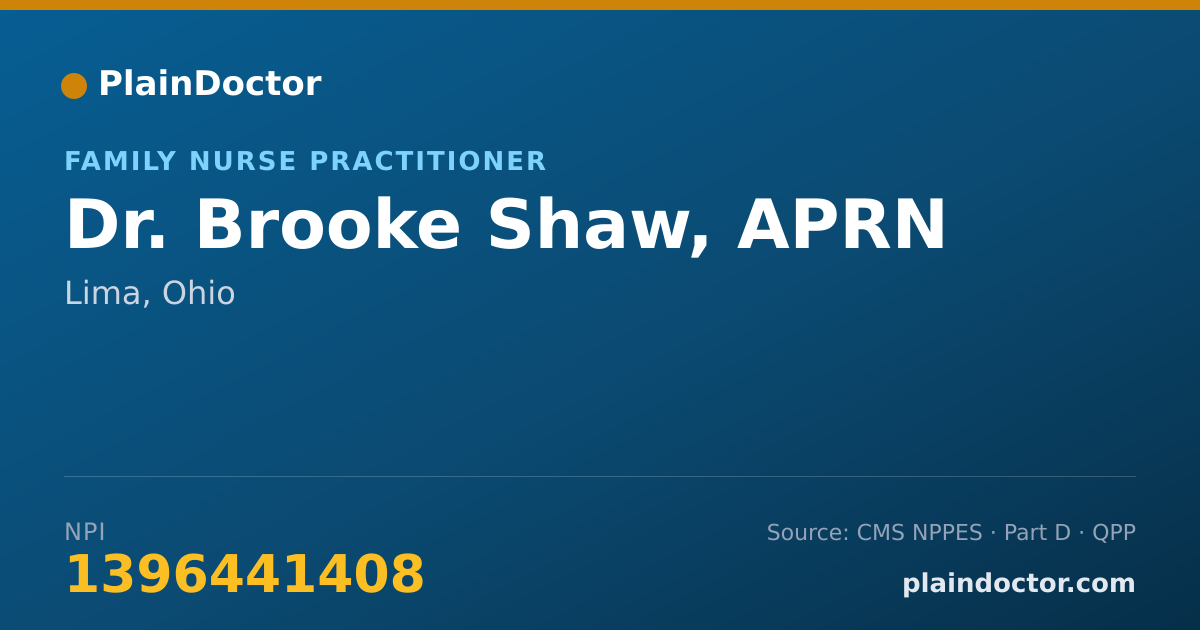 Shareable card for Brooke Shaw, APRN - Family Nurse Practitioner, Lima, OH